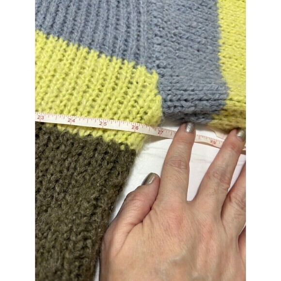 Aerie Chunky Cardigan Blue Green Medium Knit Boho Bohemian Wool Mohair Stripe - Picture 4 of 9